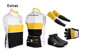 Kit Extras including, Gilet, Overshoes, Mitts and Arm Warmers